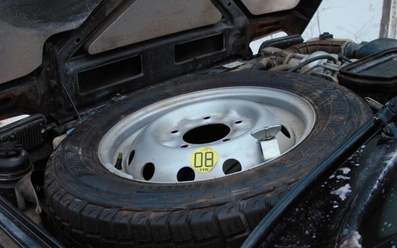 Close up photo of a spare tire